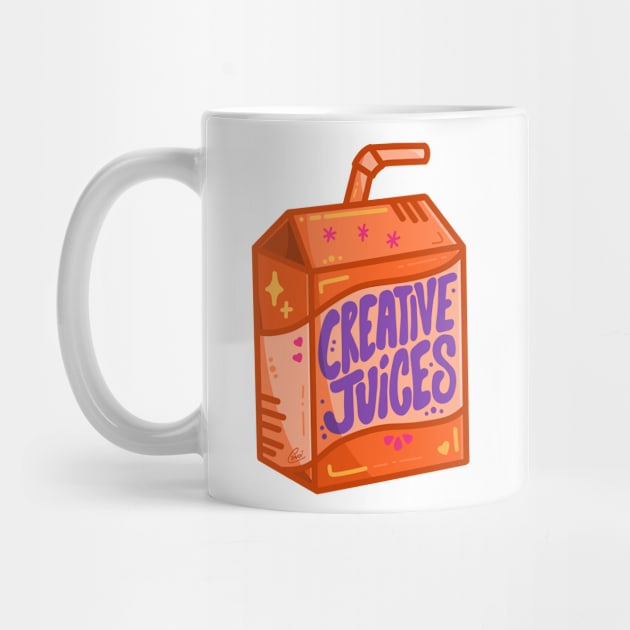 "Creative Juices" - Cute Orange Juice Box of Creativity by CyndiCarlson